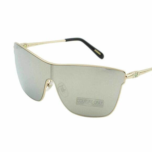 New Chopard Women Shield Sunglasses SCH-C20S-300G Gold Frame Gray Mirrored Lens - Picture 9 of 15